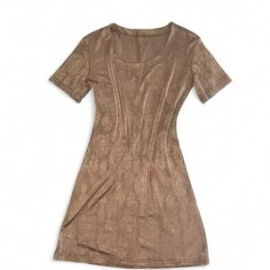 Brown paisley print mini dress